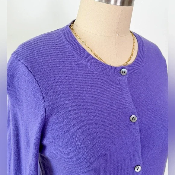 TSE Classic Cashmere Purple Cardigan Preppy Womens Knit - Picture 7 of 9